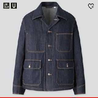 ユニクロ(UNIQLO)のUNIQLOU デニムワークジャケット　ネイビー　Ｌサイズ(Gジャン/デニムジャケット)