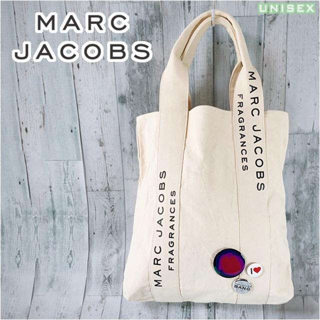 MARC JACOBS　缶バッジ付き ヘビーオンス キャンバス トート バッグ | フリマアプリ ラクマ