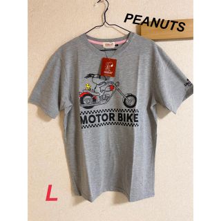 ピーナッツ(PEANUTS)の新品　メンズ　PEANUTS スヌーピー　プリント　Tシャツ　グレー　L(Tシャツ/カットソー(半袖/袖なし))