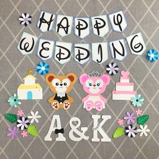 ⋆︎* ⑅ happy  wedding♡ダッフィフレンズ　壁面飾り(型紙/パターン)