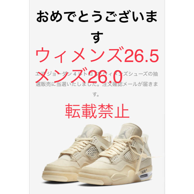 Off-White nike Air Jordan 4 Sail 26 26.5