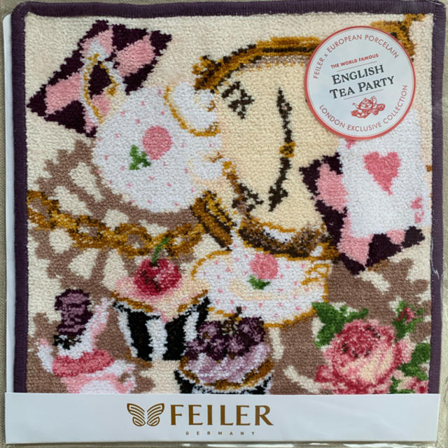 FEILER(フェイラー)のフェイラー　ティーパーティー　縁取り紫 レディースのファッション小物(ハンカチ)の商品写真