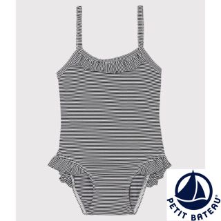 プチバトー(PETIT BATEAU)の【新品】プチバトー 24m ミラレワンピース水着 ネイビー(水着)