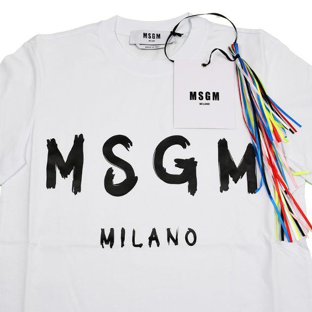 MSGM レディース ホワイトロゴ半袖Tシャツ S