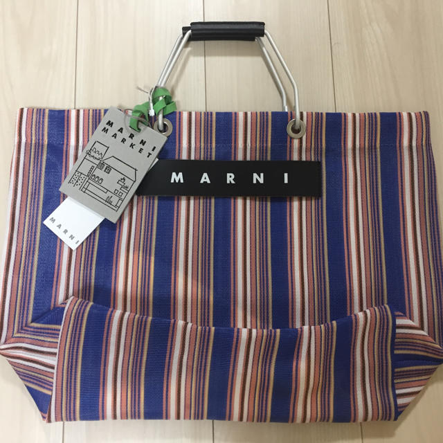 限定値下げ　MARNI ストライプバッグ　ナイトブルー　新品　マルニ