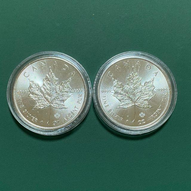 カナダ メイプルリーフ銀貨2枚セット (1オンス銀貨) - 貨幣