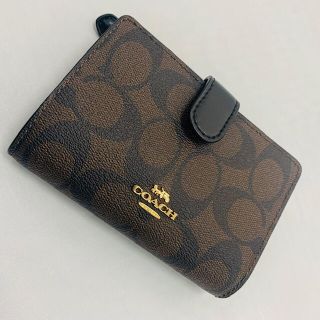 コーチ(COACH)の送料込み☆コーチ 二つ折り財布 ブラウン×ブラック(財布)