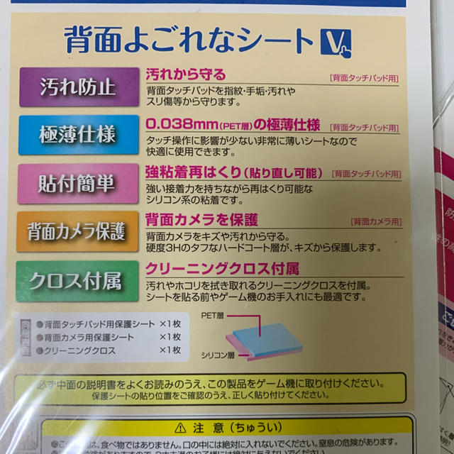 PlayStation Vita(プレイステーションヴィータ)のPS VITA液晶保護、背面タッチフィルム3枚セット スマホ/家電/カメラのスマホアクセサリー(保護フィルム)の商品写真