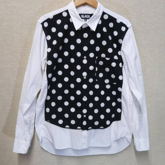 綿１００％表示サイズ美品　BLACK COMME des GARCONS ドット切り替えシャツ M