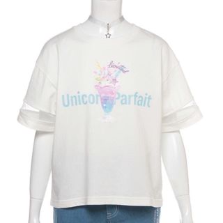 メゾピアノジュニア(mezzo piano junior)のメゾピアノ新品新作タグ付きスターチョーカーつきユニコーンパフェTシャツ160cm(Tシャツ/カットソー)