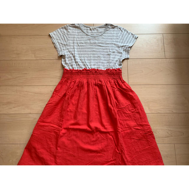 Branshes(ブランシェス)のブランシェス❁︎ドッキングボーダーワンピース　レッド キッズ/ベビー/マタニティのキッズ服女の子用(90cm~)(ワンピース)の商品写真