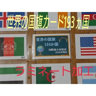 国旗カード　195枚2020年国際連合加盟国193ヵ国　ラミネート仕様(知育玩具)