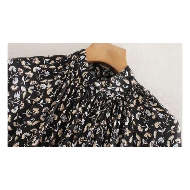 ZARA(ザラ)の🍁秋先行🍁2015◆black 花柄 ハイネック ワンピース レディースのワンピース(ひざ丈ワンピース)の商品写真