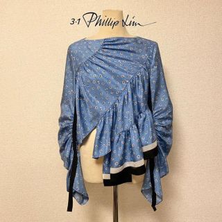 スリーワンフィリップリム(3.1 Phillip Lim)の美品 3.1 PhillipLim ブラウス フリル 花柄 ライン ボーダー(シャツ/ブラウス(長袖/七分))