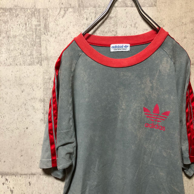 adidas(アディダス)のadidas 80s ラインリンガーTシャツ　トレフォイル　ブリーチ加工 メンズのトップス(Tシャツ/カットソー(半袖/袖なし))の商品写真