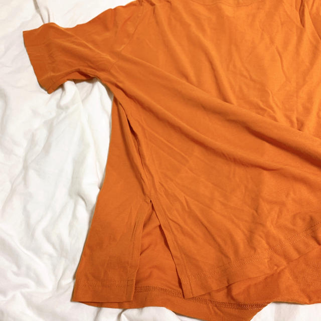 チューリップ刺繍入り テラコッタ色Tシャツ レディースのトップス(シャツ/ブラウス(半袖/袖なし))の商品写真