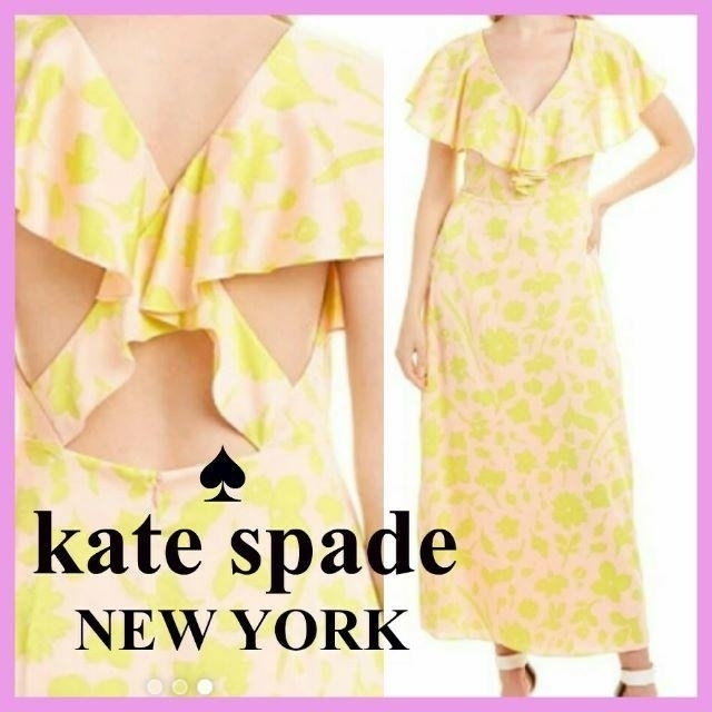 kate spade new york(ケイトスペードニューヨーク)の【kate spade】プラッシュサテンミディドレス ワンピース レディースのワンピース(ロングワンピース/マキシワンピース)の商品写真