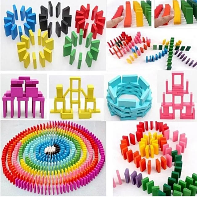 【新品未使用】12色 木製カラードミノ 大容量120個入り キッズ/ベビー/マタニティのおもちゃ(知育玩具)の商品写真