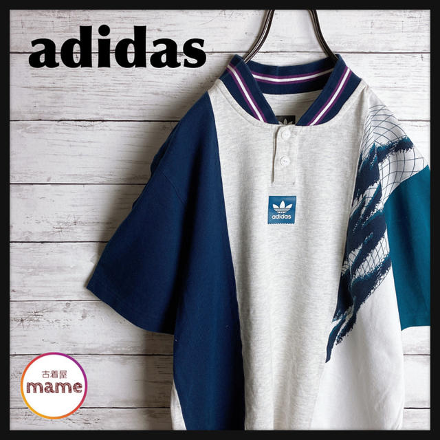 adidas(アディダス)の【オススメ‼︎】アディダス◎ヘンリーネック トレフォイルロゴ Tシャツ メンズのトップス(Tシャツ/カットソー(半袖/袖なし))の商品写真