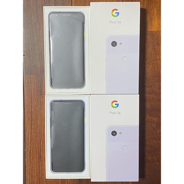 ANDROID(アンドロイド)の値下げ！Google pixel 3a 2台　パープリッシュ　未使用 スマホ/家電/カメラのスマートフォン/携帯電話(スマートフォン本体)の商品写真