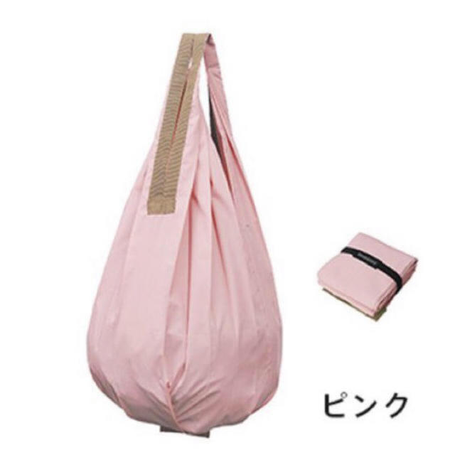 一気にたためるコンパクトエコバッグ シュパット DROP ドロップ　ピンク　携帯 レディースのバッグ(エコバッグ)の商品写真