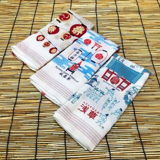 布ごよみ今治産手ぬぐいたおるちょうちんと祇園祭と浅草3枚セット 送料込み(タオル/バス用品)