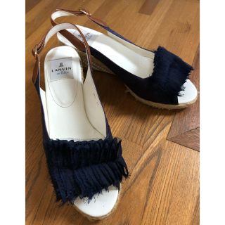 ランバンオンブルー(LANVIN en Bleu)のランバン　ブルーサテン　サンダル(サンダル)