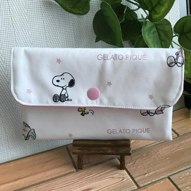 SNOOPY(スヌーピー)の通帳ケース✨フラットポーチ✨ジェラピケ✨ピンクスタースヌーピー ハンドメイドのファッション小物(ポーチ)の商品写真