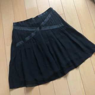 ダブルスタンダードクロージング(DOUBLE STANDARD CLOTHING)の【極美品】ダブルスタンダードクロージング Sov. スカート 黒 シルク100%(ひざ丈スカート)