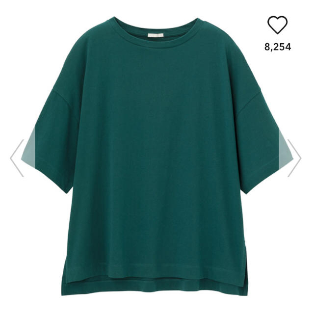 GU(ジーユー)のGU/ジーユー エアリーＴ 五分袖 ダークグリーン 緑 XS レディースのトップス(Tシャツ(半袖/袖なし))の商品写真