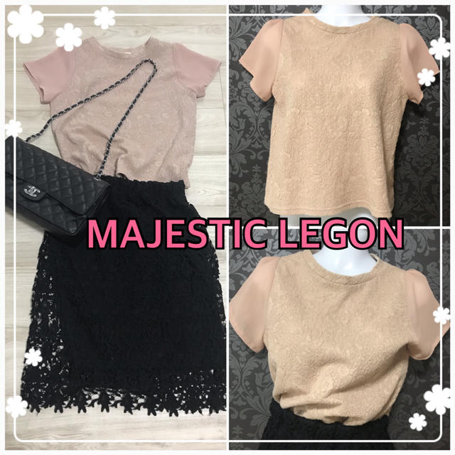 MAJESTIC LEGON(マジェスティックレゴン)のMAJESTIC LEGON シフォン透け袖 レーストップス レディースのトップス(カットソー(半袖/袖なし))の商品写真