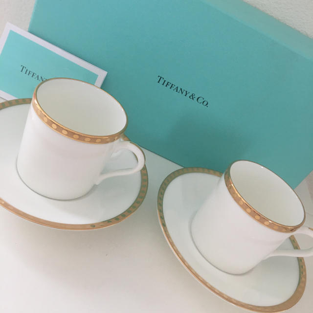 Tiffany & Co.(ティファニー)のティファニー TIFFANY & CO. ゴールドバンドデミタスカップぺア　新品 インテリア/住まい/日用品のキッチン/食器(食器)の商品写真