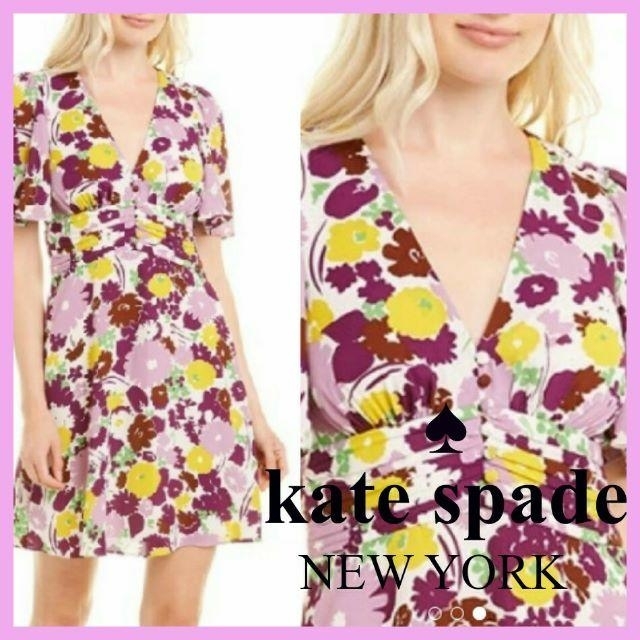 kate spade new york(ケイトスペードニューヨーク)の【kate spade】メインラインスイングフローラAラインドレス  　ワンピ レディースのワンピース(ミニワンピース)の商品写真