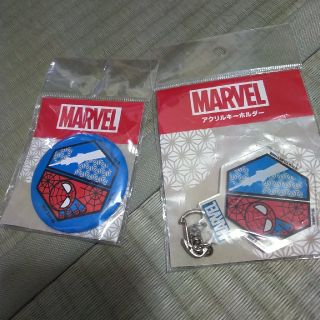 マーベル(MARVEL)のMARVEL　スパイダーマン&東京スカイツリーキーホルダー&缶バッチセット(バッジ/ピンバッジ)