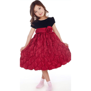 【120cm】女の子 フォーマル ジュニア ドレス 赤 黒(ドレス/フォーマル)