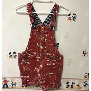 ブーフーウー(BOOFOOWOO)のPEANUTSバンダナ柄ショートオールJr.140 レッド(パンツ/スパッツ)