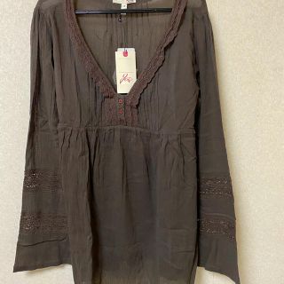 ジョア(Joie (ファッション))の【新品】joie ジョア　コットンボイルブラウス　ブラウンS(シャツ/ブラウス(長袖/七分))