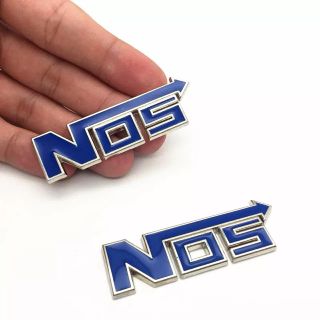 NOS ブルー エンブレム ワイルドスピード ニトロ メタル ステッカー 2個(車外アクセサリ)