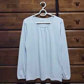 シマムラ(しまむら)の美品 カットソー　Tシャツ グレー 薄水色(Tシャツ(長袖/七分))