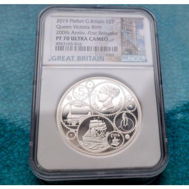 ￡5直径【初回出荷レア】2019 イギリス ビクトリア 記念 5ポンド プルーフ 銀貨