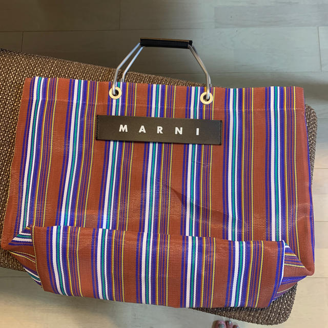 Marni - MARNI マルニフラワーカフェ ストライプバッグ ブラウンの通販