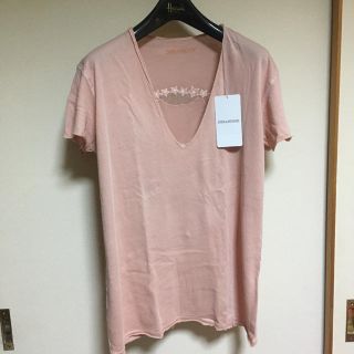 ザディグエヴォルテール(Zadig&Voltaire)のZADIG&VOLTAIRE ベビーピンク スカルマーク Tシャツ(Tシャツ(半袖/袖なし))