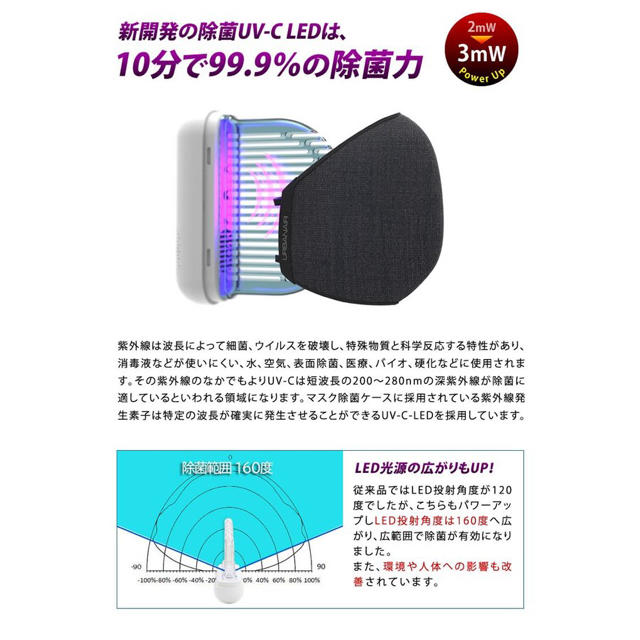 〈マスク除菌ケース　ULTRAWAVE ver2〉☆10分でマスクを99%除菌 スマホ/家電/カメラの美容/健康(その他)の商品写真