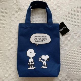 スヌーピー(SNOOPY)の《新品 タグ付き》スヌーピー   縦長ミニトートバッグ   ②ネイビー(トートバッグ)