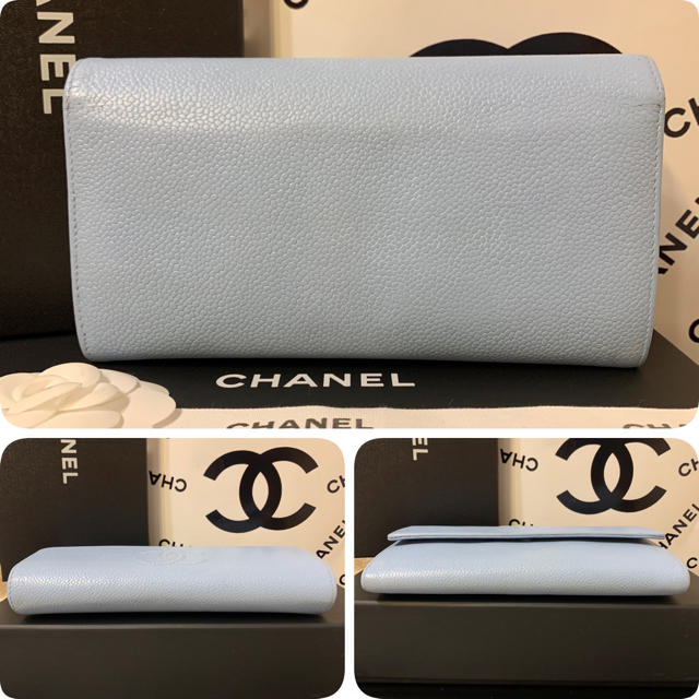 CHANEL(シャネル)の 【ゆりゆり様専用】シャネル 長財布 フラップ キャビアスキン  水色 メンズのファッション小物(長財布)の商品写真