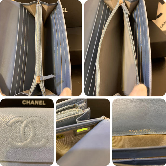 CHANEL(シャネル)の 【ゆりゆり様専用】シャネル 長財布 フラップ キャビアスキン  水色 メンズのファッション小物(長財布)の商品写真