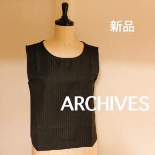 アルシーヴ(archives)の新品 アルシーヴ ARCHIVES アルシーブ ピンストライプ  ノースリーブ(シャツ/ブラウス(半袖/袖なし))