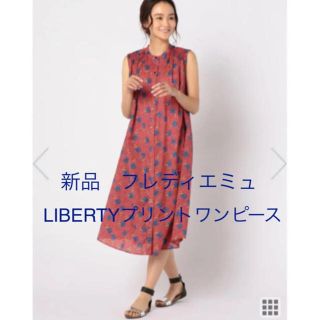 フレディアンドグロスター(FREDY & GLOSTER)の新品☆フレディエミュ LIBERTYプリントワンピース　レッド38 ノーリーズ(ひざ丈ワンピース)