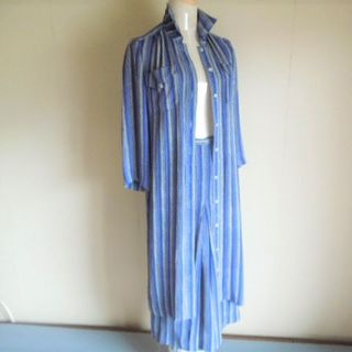 昭和 ’70s~’80s Vintageレトロ  ロングシャツ スーツ(シャツ/ブラウス(長袖/七分))