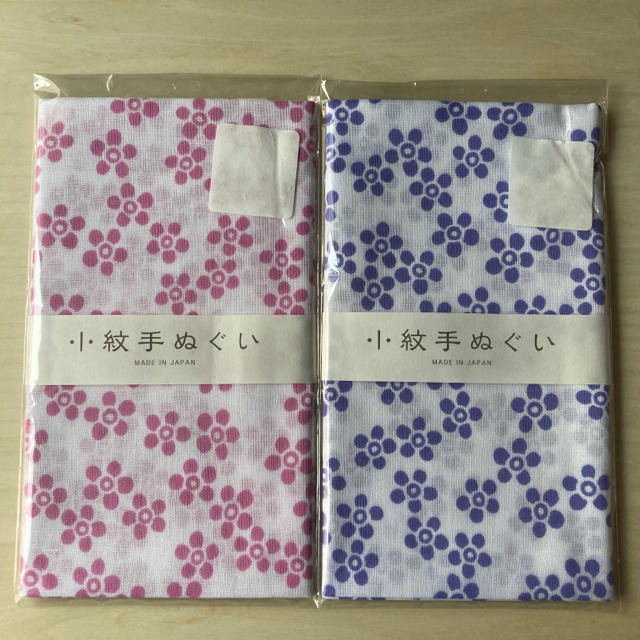 日本製 小紋手拭い ピンク 藤色 花柄 2枚セットの通販 By Harururu S Shop ラクマ